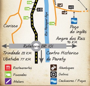 Mapa do Circuito Caminho do Ouro em Paraty, RJ